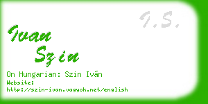 ivan szin business card